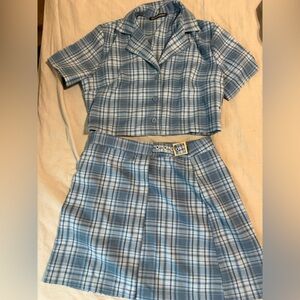 Brandy Melville Plaid Skirt and Shirt Set
